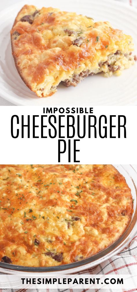 Cheeseburger Pie Bisquick, Bisquick Recipes Dinner, Easy Cheeseburger Pie, Impossible Cheeseburger Pie, Impossible Cheeseburger, Pie Savory, Dinner Pie, Dinner Pies, Impossible Pie