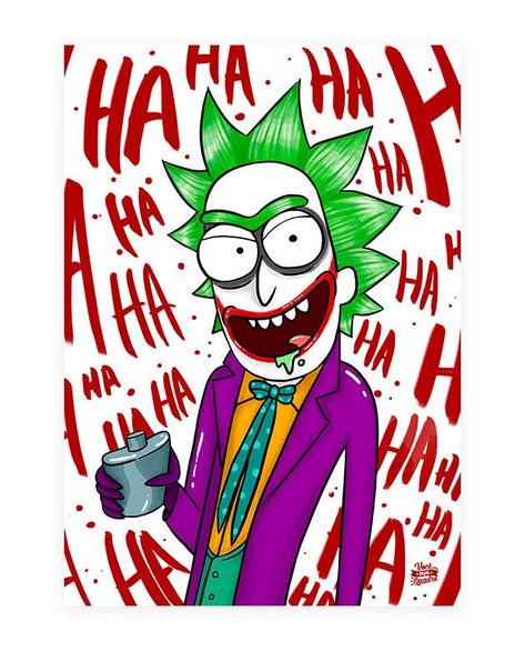 Joker Rick, Rick And Morty Painting, Morty Painting, Rick And Morty, Marvel, Fictional Characters, Art