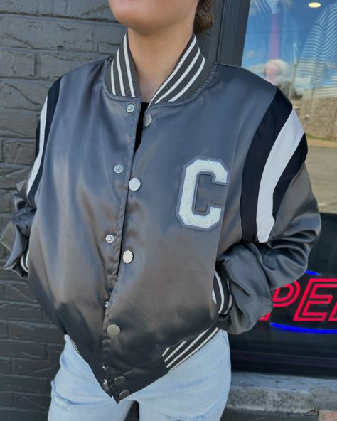 Game Day is almost here and we have the perfect piece for you! Our Team Spirit Bomber Jacket is so soft and absolutely gorgeous! This piece can elevate any outfit! Shop online or in store! ✨🖤 #arkansasboutiques #arkansas #menaarkansas #gameday #gamedayoutfit Frost And Starlight, Sporty Girl, Team Jackets, Night Out With Friends, Cheer Team, Outfit Shop, Boxy Tee, Sporty Girls, Crescent City