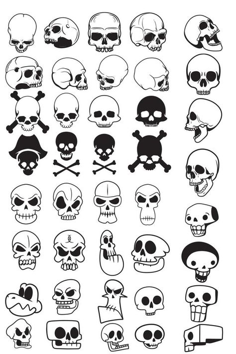 East Skull Drawings, Drawing Reference Skeleton, Basic Skull Drawing, Tiny Skull Drawing, Skull Sketches Easy, Creative Skull Drawing, Skull Cute Drawing, Easy To Draw Skull, Cartoon Skull Art