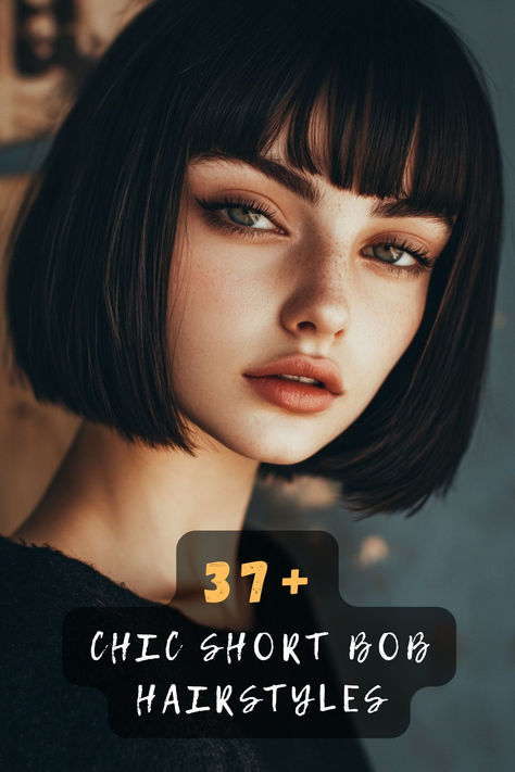 Refresh your look with 37 chic short bob hairstyles with bangs. 💇‍♀️✨ These trendy cuts feature sleek lines, playful bangs, and versatile styles that keep your hair fresh and fashionable. Ready for a hair transformation? Click to explore all the bob styles! #ShortBobHairstyles #BangsStyle #ChicHaircuts #HairTransformation #FashionableHair Short Bob Hairstyles With Bangs, Bobs With Bangs, Short Bobs With Bangs, Short Bobs, Bob Hairstyles With Bangs, Short Bangs, Classic Hairstyles, Bob With Bangs, Bob Styles