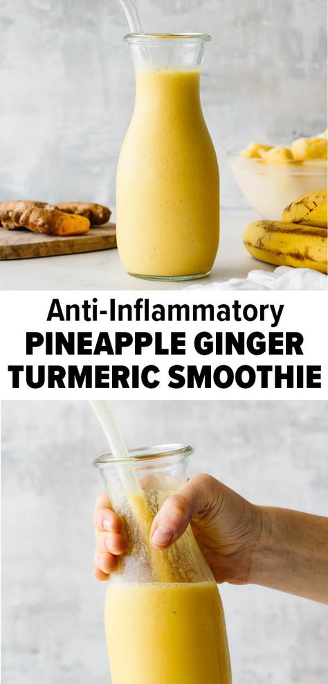 Inflammation Diet Recipes, Smoothies Vegan, Anti Inflammation Recipes, Turmeric Smoothie, Inflammation Diet, Turmeric Recipes, Ginger Turmeric, Healthy Drinks Recipes, Inflammatory Foods