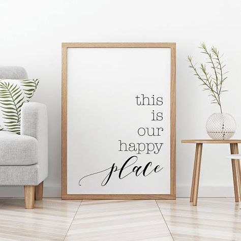 This Is Our Happy Place, Bedroom Word Wall Art, This Is Our Happy Place Printable, Our Happy Place Sign Wall Art, This Is My Happy Place Neon Sign, Happy Place Sign, Bedroom Decor For Couples, Couple Bedroom, White Wall Art