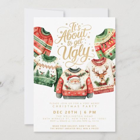 Invite your guests to a festive gathering with this beautiful Ugly Sweater Party invitation! Featuring 5 watercolor sweaters in vibrant holiday colors and elegant typography, this design is perfect for a stylish and merry celebration.

You can transf🎄merry christmas fonts free | christmas holiday fonts | christmas style fonts 🎄#ChristmasFonts #FreeFonts #HolidayFonts Ugly Sweater Invite, Holiday Fonts Free, Ugly Sweater Invitations, Merry Christmas Fonts, Ugly Christmas Sweater Party Invitations, Holiday Sweater Party, Ugly Sweater Party Ideas, Ugly Sweater Party Invitations, Ugly Sweater Christmas Party