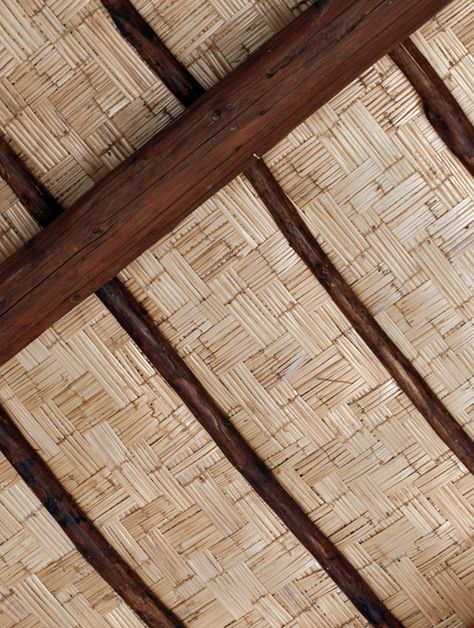 Traditional reed ceilings in Sardinia  - S'Orriu. Photo © Maurizio Usai Reed Ceiling, Bamboo Roof, Bamboo Diy, Wooden Beams Ceiling, Bamboo Ceiling, Roof Ceiling, Bamboo Architecture, Classic House Design, Wood Roof