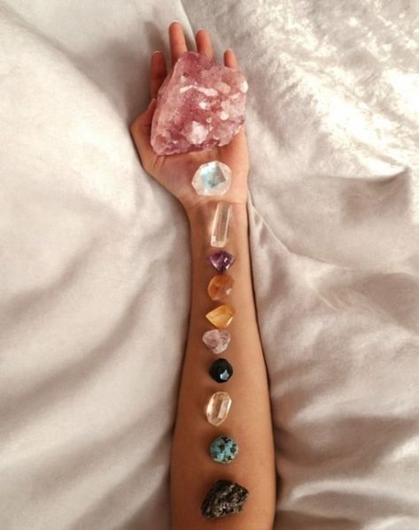 ✨🌟 Crystals bring such positive vibes! 🌈 #CrystalLove Crystals Jewelry Aesthetic, Spiritual Crystals Aesthetic, Spiritual Jewelry Aesthetic, Crystal Vibes Aesthetic, Spiritual Girl Aesthetic, Crystal Girl Aesthetic, Spiritual Aesthetics, Crystal Collection Display, Crystals Aesthetic