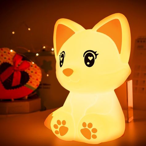 Cute Fox LED Night Light - Dimmable Rechargeable Lamp, 9 Colors RGB for Kids' Bedroom & Nursery Kawaii Bedroom Night Lights, Night Lights For Babies, 3d Animals Night Lights, Bathroom Night Light, Cute Night Lights Children, Christmas Night Light, Animal Night Light, Nite Lights, Led Lighting Bedroom