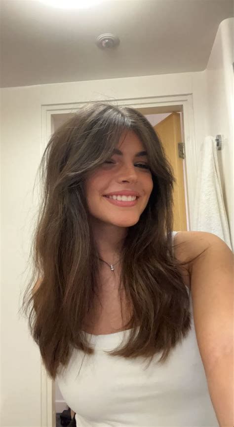 Curtain Bangs With Layers Dark Hair, Hair Cuts Ideas Curtain Bangs, Long Layers With Curtain Bangs Medium, Curtain Bangs Blended Layers, Chest Length Hair With Curtain Bangs, Curten Bangs Hair, Hair Cut With Curtain Bangs For Girl, Brunette Haircut Ideas Long, Summer Haircuts 2024 Long