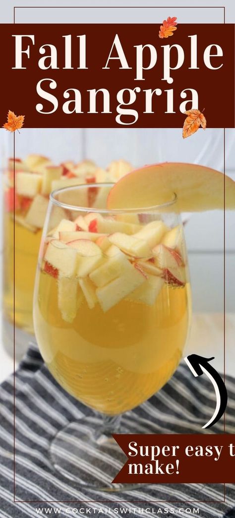 fall apple sangria Fall Drinks For A Crowd Alcoholic, Apple Wine Sangria, Thanksgiving Sangria Recipes, Autumn Beverages, Apple Sangria Recipes, Wine Recipes Drink, Thanksgiving Sangria, Autumn Cocktail, Fall Sangria Recipes