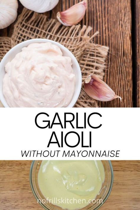 This homemade aioli recipe is quick, easy and delicious! Garlic Aoili, Aioli Sauce Recipe, Garlic Aioli Recipe, Homemade Aioli, Chai Latte Recipe, Aioli Sauce, Mayo Recipe, Aioli Recipe, Garlic Aioli