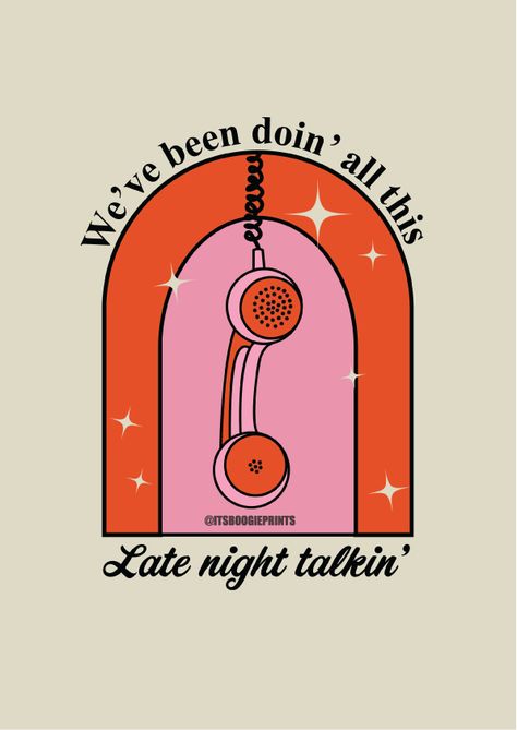 itsboogieprints.com Late Night Talking, Bedroom Retro, Late Night Talks, Wall Art Posters, Lyric Prints, Kitchen Prints, Retro Home Decor, Retro Home, Art Posters