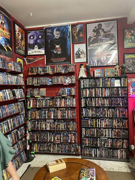 Blu Ray Collection Room, Cinephile Room, Blu Ray Storage Ideas, Physical Media Collection, Dvd Display Ideas, Movie Collection Display, 90s Basement, Dvd Collection Aesthetic, Jacks Aesthetic