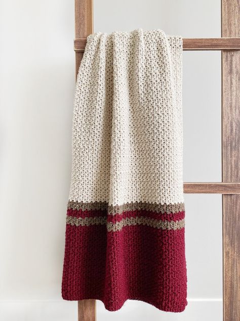 "This crocheted, color-block, throw blanket is handmade and would make a perfect addition to any home! Made with extra soft acrylic yarn so it's easy to machine wash and dry. Over-sized at 50\"x66\" it is great for cuddling up on the couch by yourself or with someone else! Colors: Maroon, Linen, Brown-Barley. **Please note: Colors in photos might vary slightly in person. Each color can throw a variation in different lighting and we always aim to display colors as accurately as possible. If you have any questions just message us! We will be more than happy to answer any questions you have. If you would like a custom order send us a message and we will try our best to make what you have in mind happen!" Crochet Blanket Colors, Crochet Afgans, Baby Rugs, Blanket Diy, Holiday Crochet, Fabric Yarn, Crochet Throw, Afghan Crochet Patterns, Loom Knitting