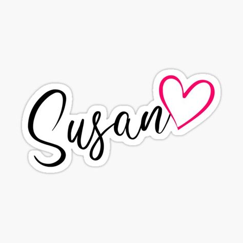 A gorgeous personalized design featuring a simple minimalist pink heart with the name Susan on it. This cute design is sure to be a great personalized gift idea for girls and women, sisters, bridesmaids and more. #plannersticker Susan Name Wallpaper, Wallpaper With Names On It, Pink Heart Sticker, Puzzle Ideas, Name Calligraphy, Cute Writing, Cute Laptop, Name Decorations, Names Baby