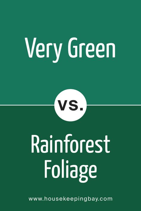 Very Green 2040-30 vs. BM 2040-10 Rainforest Foliage Rainforest Foliage, Cozy Atmosphere, Green Kitchen, Trim Color, Coordinating Colors, Benjamin Moore, Paint Color, Paint Colors, Color Schemes