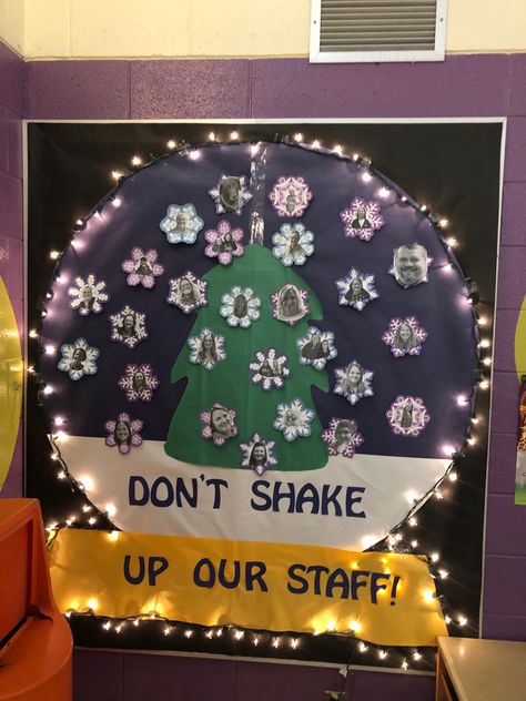 Lights
Snow flakes
Pictures of staff
Make your snow globe any color you want. Winter Staff Bulletin Board, Winter Birthday Boards Preschool, Winter School Board Ideas, Let It Snow Bulletin Board Ideas, Snow Globe Bulletin Board, Sports Bulletin Boards, Staff Bulletin Boards, Daycare Bulletin Boards, Winter Birthday Themes