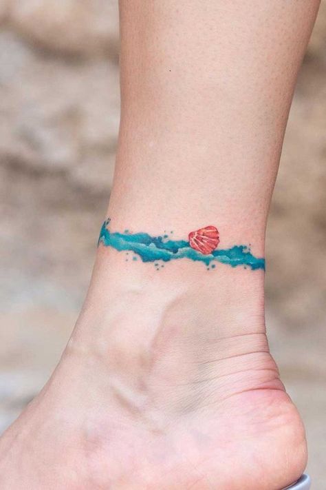 Hai Tattoo, Anklet Tattoos, Small Tattoos With Meaning, Tattoo Minimalist, Beach Tattoo, Zodiac Tattoos, Leg Tattoos Women, Tatuaje A Color, Tattoo Bracelet