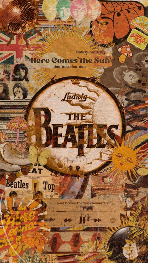 #summercomp2 my entry for the comp it’s here comes the sun by the beetles and 70s asthetic #thebeetles #70saesthetic #70s The Beatles Aesthetic, Iphone Collage, 70’s Aesthetic, Rubber Soul, Hippie Aesthetic, Here Comes The Sun, Beetles, Here Comes, The Beatles