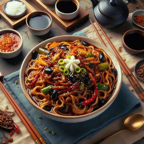 Free Photo | Free photo korean food;jajangmyeon or noodle with fermented black beans sauce Fermented Black Beans, Bean Sauce, Black Bean Sauce, Black Bean, Korean Food, Black Beans, Free Photo, Noodles, Sauce