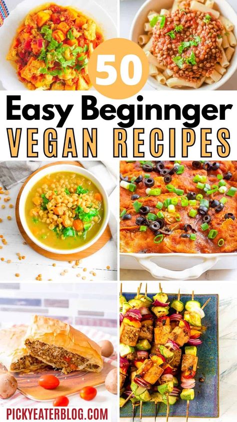 These super simple beginner vegan recipes will make meal time delicious and easy! Whether you're starting a vegan lifestyle for the first time, or looking for some easy meatless meals, these recipes will inspire your taste buds! Beginner Vegan Recipes, Beginner Vegan, Vegan Recipes For Beginners, Vegan Recipes For One, Cooking Vegan, Plant Based Recipes Dinner, Easy Vegan Recipes, Vegan Recipes Beginner, Plant Based Cookbook