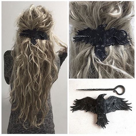 The Horror Gallery on Instagram: “SALE TODAY ON HAIRSLIDES @lunation_leathers. The Nevermore wearable weaponry hairslide is a collaboration that provides women's Fashion with weaponry to protect yourself ! These hand forged recycled hair pins are made from an old spring by @artifactmetalworks and they are as beautiful as they are deadly.” Memes Scary, Hair Sticks, Hair Stuff, Hair Barrettes, Hair Accessories For Women, Larp, Halloween Diy, Hair Jewelry, Hair And Nails