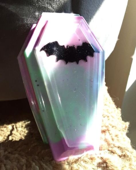 Pastel Resin Art, Goth Resin Art, Pastel Goth Diy, Goth Resin, Resin Coffin, 2023 Vibes, Epoxy Diy, Witch Shop, Witchy Crafts