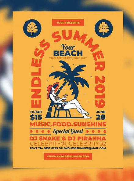 Endless Summer Party Flyer Template AI, PSD Summer Poster Ideas, Bea Poster, Summer Poster Design, Summer Event Poster, Beach Festival Poster, Summer Graphic Design, Beach Festival Poster Design, Summer Party Poster, Event Poster Inspiration