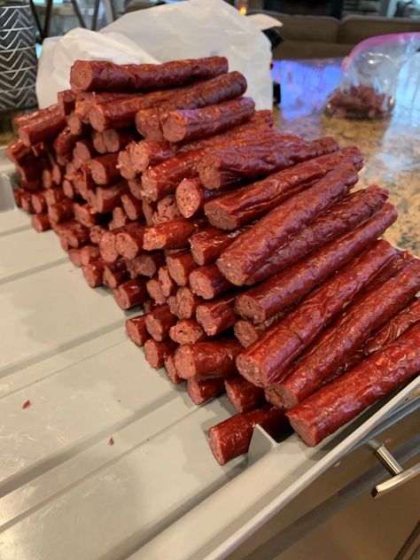 Venison Snack Sausage Sticks Recipe, Venison Snack Stick Recipe, Beef Snack Stick Recipe, Venison Snack Sticks, Venison Summer Sausage Recipe, Snack Stick Recipe, Venison Jerky Recipe, Jerkey Recipes, Meat Locker