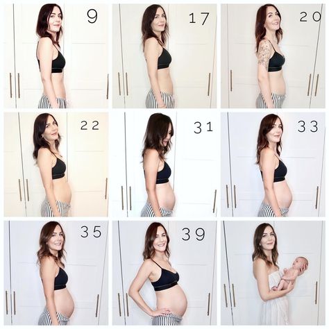 9 photos showing the progression of a woman’s baby bump Baby Bump Progression Photos, Belly Progression Pregnancy, 10 Week Baby Bump, Pregnancy Progression Photos, Pregnancy Progress Pictures, Baby Bump Progression, Pregnancy Timeline, Baby Bump Pictures, Baby Milestones Pictures