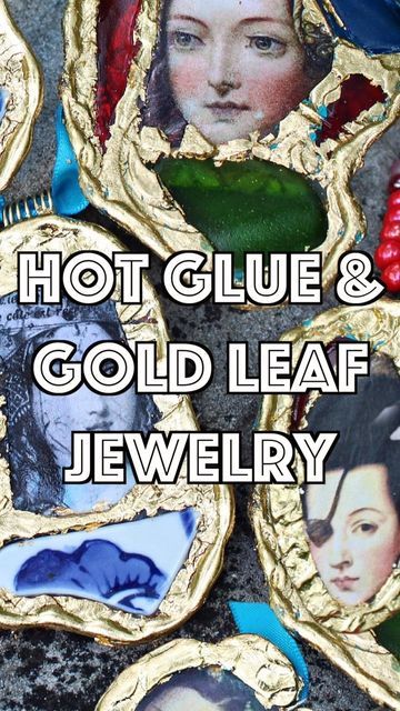 Gold Leaf Jewelry Diy, Hot Glue Jewelry Diy, Hot Glue Jewelry, Mark Montano, Crafts With Hot Glue, Upcycle Inspiration, Gold Leaf Jewelry, Diy Techniques And Supplies, Earrings Diy Handmade