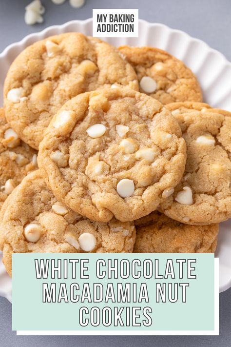 Sweet, chewy, and filled with crunchy macadamia nuts, these white chocolate macadamia nut cookies are a must for any cookie platter. White Chocolate Macadamia Cookies, Soften Brown Sugar, Nuts Cookies, Chocolate Macadamia Nut Cookies, White Chocolate Macadamia Nut Cookies, White Chocolate Macadamia Nut, Macadamia Cookies, Macadamia Nut Cookies, Nut Cookies