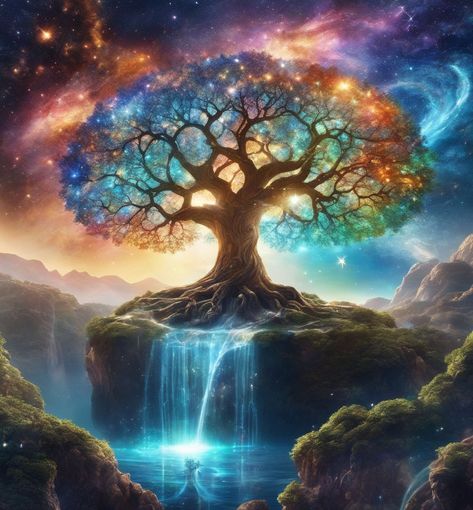 Tree of Life Magical Trees, Tree Of Life Artwork, Magic Realms, Fantasy Nature, Enchanted Tree, Mushroom Wallpaper, Fantasy Tree, Magical Tree, Elemental Magic