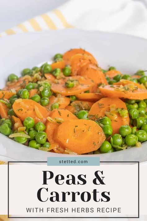 Perfect for spring, this simple peas and carrots recipe uses fresh herbs for livened-up flavor. Carrots And Peas Recipes, Peas And Carrots Recipe, Fresh Ingredient Recipes, Carrot Recipes Side Dishes, Classic Mashed Potatoes, Fresh Herb Recipes, Vegetables Rice, Peas And Carrots, Carrots Recipe