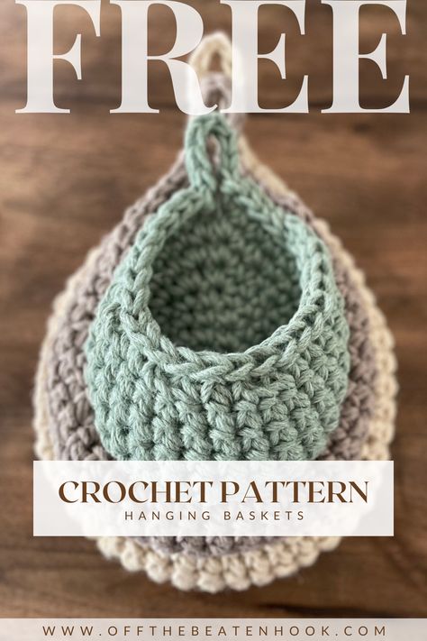 Looking to add a touch of charm and handmade personality to your home decor? Look no further than this hanging basket free crochet pattern - written in 3 different sizes! These DIY crochet teardrop baskets come together super quick and easy, making them approachable for the rookie crocheter too. Free Crochet Hanging Basket, Crochet Hanging Basket Pattern, Crochet Teardrop, Hanging Basket Pattern, Crochet Hanging Basket, Jute Baskets, Crochet Plant Hanger, Crochet Hanging, Crochet Basket Pattern Free