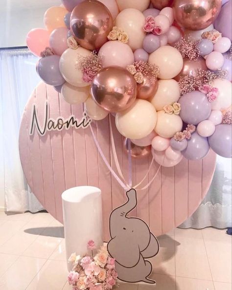 Baby Shower Mujer, Elephant Decoration, Birthday Party Idea, Kids Party Planner, 1st Birthday Girl Decorations, Baby Shower Deco, 41st Birthday, Outdoor Baby Shower, Balloon Arches