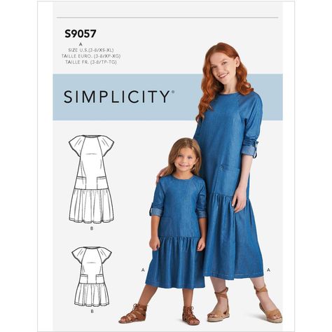 Girls Matching Dresses, Simplicity Dress, Mother Daughter Dress, Mommy And Me Dresses, Pattern Dress Women, Full Skirts, Sewing Patterns For Kids, Miss Dress, Simplicity Sewing