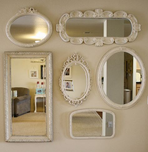 The best vintage mirrors. Get inspired, always in an industrial style. #vintage #industrial #mirrors | See more inspiring vintage ideas at www.vintageindustrialstyle.com Mirror Collage, Tumblr Bedroom, Mirror Gallery, Mirror Gallery Wall, Diy Shows, Smart Tiles, Vintage Mirrors, Beautiful Mirrors, Wall Gallery