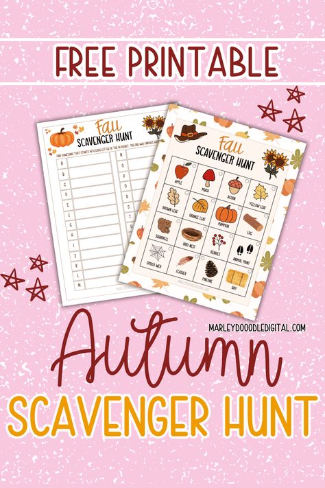 Celebrate the autumn season with our free printable fall scavenger hunts! There are two versions, one for both younger kids and older kids. It's such a fun fall activity idea and it's totally free. Free Scavenger Hunt Printables, Thanksgiving Table Activities, Thanksgiving Table Games, Thanksgiving Family Activities, Free School Printables, Thanksgiving Family Games, Thanksgiving Scavenger Hunt, Fall Scavenger Hunt, Fun Thanksgiving Games