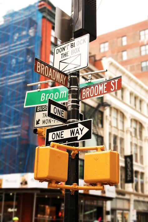 Broadway Aesthetic, Shell Collage, Frankie And Bennys, Nyc Pictures, Road Signage, Sign Photography, New York Tattoo, New York City Photos, Time Lapse Photography