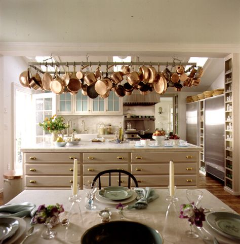 Martha Stewart Kitchen, Turkey Hill, Martha Stewart Home, Pan Storage, Classic Kitchen, Copper Pots, Grey Kitchens, Copper Kitchen, Julia Child