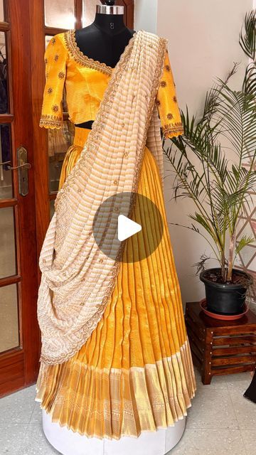 Soumya P Gowda on Instagram: "Convert golden tissue saree into lehenga 
Saree price 1650/- 
Only @soumyapgowdalabel 

#blouse #trendingreels #designer #labelsoumyapgowda #explore #trending #explorepage #newcollection #newcollection #sale #explorepage #trendingdress #tredingdesign #trendingvideos #fashionstyle #fashionista #instareels #instagramreels #reelsvideo" Saree Converted To Lehenga, Saree Into Lehenga, Golden Tissue Saree, Gown Designs, Tissue Saree, Lehenga Saree, Trending Videos, Trending Dresses, Lehenga