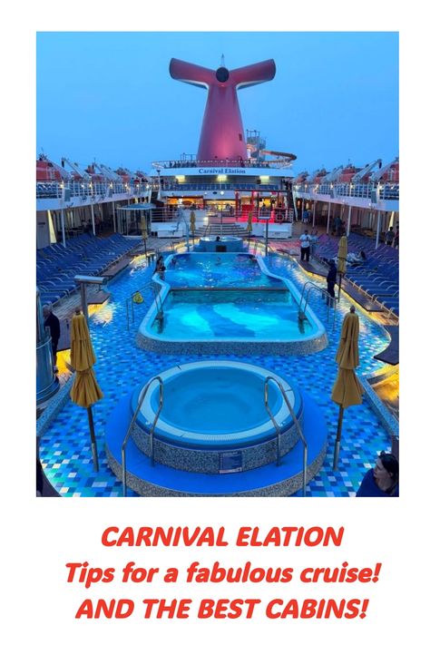 Pool deck with Carnival Elation tail fin. Carnival Elation Cruise, Carnival Elation, Carnival Cruise Tips, Cruise Kids, Cruise Pictures, Kids Carnival, Water Station, Carnival Cruise Line, The Carnival