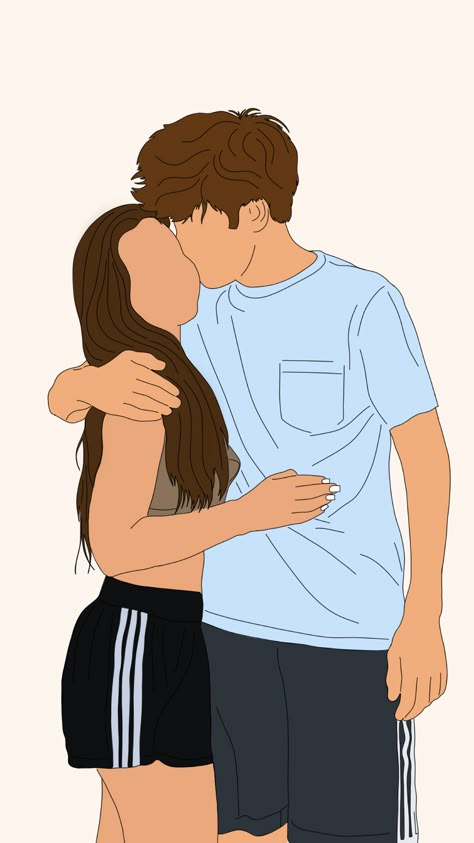 Digital Portrait Illustration Couple, Goals Relationship Drawings, Aesthetic Couple Drawing Art Faceless, Couple Goal Illustration, Gf And Bf Drawing, Couple Animated Drawing, Couple Drawing Outline, Couples Illustration Romantic, Couple Illustration Cute Relationship Goals