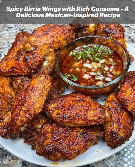 Birria Wings with Consome - The perfect combination of heat and flavor in every bite! Birria Wings, Sweet Chili Wings, Grandma Cooking, Fried Chicken Wings, Sweet Chili Sauce, Wing Recipes, Sweet Chili, Chili Sauce, Food Obsession