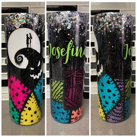 Jack And Sally Cup Ideas, Jack And Sally Tumbler, Yeti Cup, Custom Tumbler Cups, Jack And Sally, Christmas Tumblers, Tumbler Cups Diy, Personalized Tumblers, Craft Sale