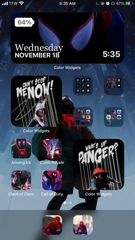 Men Homescreen Layout, Spider Man Ios 16 Wallpaper Ideas, Miles Morales Iphone Theme, Spiderverse Homescreen Layout, Spider Man Themed Phone Layout, Miles Morales Homescreen Layout, Spiderverse Phone Theme, Spiderman Homescreen Layout, Spiderverse Wallpaper Iphone