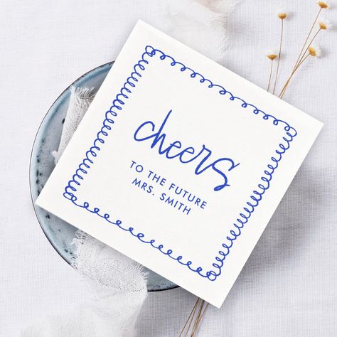 Bridal Shower Drinks, French Blue Wedding, Celebration Decorations, Bridal Shower Napkins, Something Blue Bridal, Blue Bridal Shower, Blue Themed Wedding, Engagement Celebration, Future Mrs