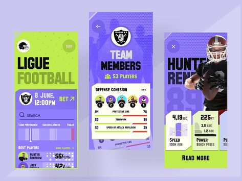 Sports app design by Anastasia Golovko on Dribbble Sport App Design, App Mobile Design, Login Page Design, Football App, P Design, Sports App, Nfl Sports, Football Design, App Ui Design