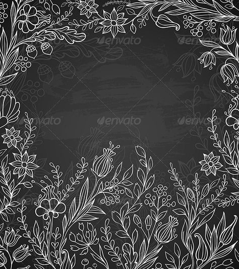 Black Background with White Flowers Chalk Inspiration, Work Doodles, Chalk Wall Art, Spring Windows, Chalkboard Flowers, Spring Chalkboard, Chalkboard Wall Art, Chalkboard Doodles, Blackboard Art