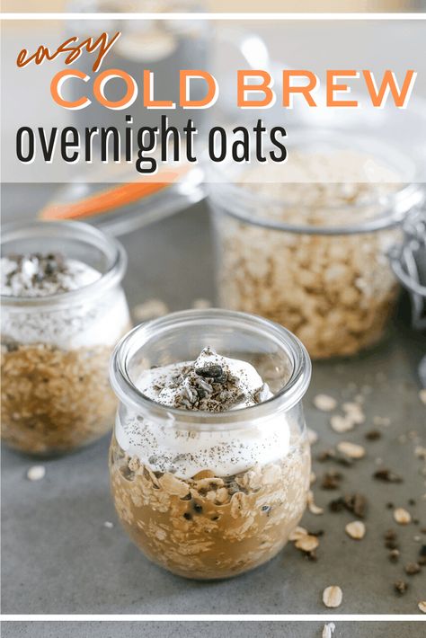 Quaker Oats Recipes: No-Cook Cold Brew Overnight Oats Cold Brew Overnight Oats, No Cook Breakfast, Quaker Oats Recipes, Overnite Oats, Breakfast Basket, Cook Breakfast, Coffee Energy, Quaker Oats, Weeknight Recipes